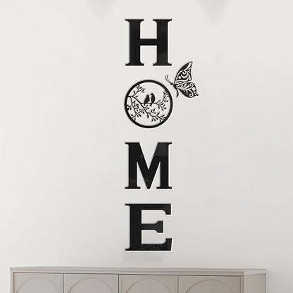 CrazyDeal Home Signs Decor Aesthetic Bird Wall Art Letter Wall decor for Living Room Bedroom Kitchen Farmhouse Wall Hanging Modern Decorations Large (Black Acrylic,49.2 X 15.7 Inch)