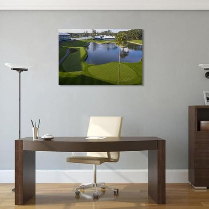 Florida Golf Course Wall Art for Living Room Bedroom Bathroom Home Decorations Golf Wall Decor Paintings TPC Sawgrass Golf Course Picture Poster Canvas Prints Framed Ready to Hang(18''H x 24''W)