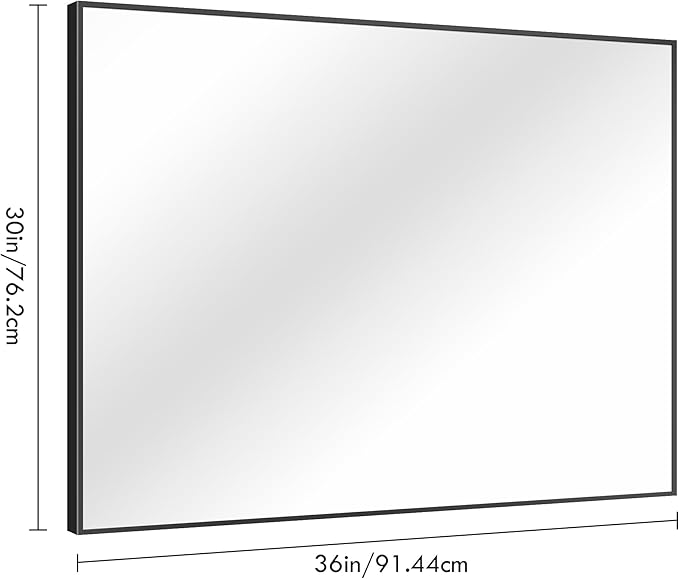 DESBING Black Bathroom Mirror 2 Pack, 30x36 Inch Rectangle Wall Mirrors with Frame, Shatter-Resistant, Modern for Bathroom, Living Room, Entryway – Horizontal or Vertical