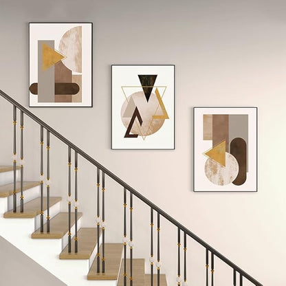 QKF Extra Large Framed Canvas Wall Art Geometric Minimalist Home Wall decor Living Room Bedroom Decoration Painting Tall wall Poster Printing 24" X 32" 3 Pieces