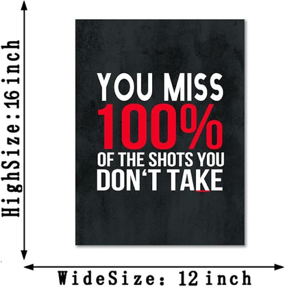 Yatsen Bridge Motivational Wall Art - You Miss 100% Of The Shots Quote, Framed Inspirational Canvas Prints Teamwork Poster for Office & Home Decor (24x36 Inch)