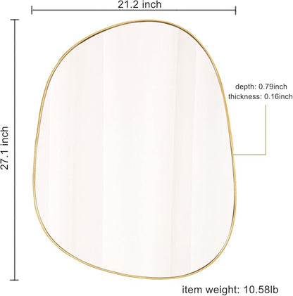 ELEHUME Asymmetrical Mirror for Wall Decor 21"*27", Modern Gold Framed Wall Mirror for Living Room Bathroom Bedroom Entryway ELE-STOU-0065Gold