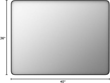 JISOSO Black Bathroom Mirror 40X36 Inch, Black Metal Framed Mirror for Wall, Rounded Rectangle Matte Bathroom Vanity Mirror with Tempered Glass, Anti-Rust, Horizontal/Vertical