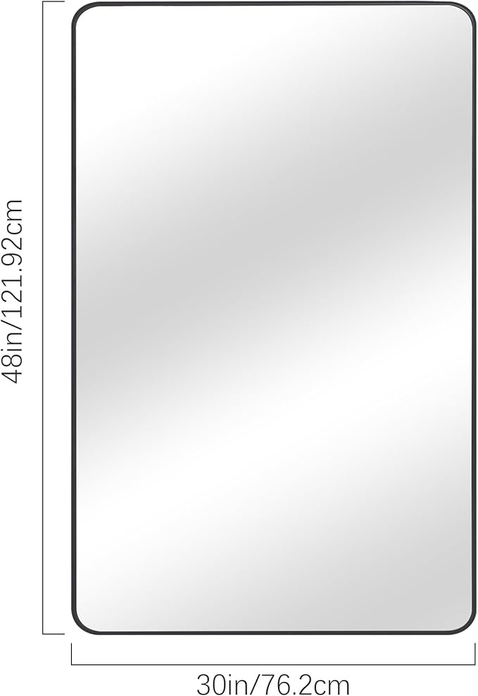 DESBING 30" x 48"Bathroom Mirror, Matte Black Wall Mirror with Metal Frame, Decorative Rectangular Vanity Mirror for Bedroom Bathroom Living Room Entryway (Horizontal/Vertical)