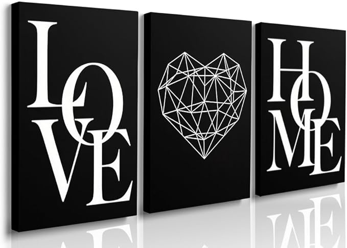 GUBIYU Love Home Wall Decor - Black and White Farmhouse Modern Home Decor - Family Love Sign, 24"x36"