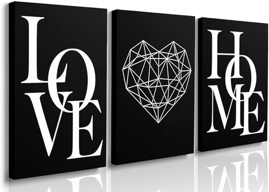 GUBIYU Love Home Wall Decor - Black and White Farmhouse Modern Home Decor - Family Love Sign, 24"x36"