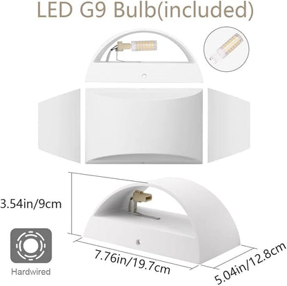 Aipsun Aluminum Modern Indoor LED Wall Sconce Hardwired Interior Wall Lights Set of 2 Up and Down Wall Mount Light for Living Room Bedroom Hallway Corridor Warm White 3000K(with G9 Bulbs)