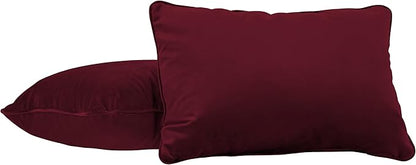 FDP 16" x 24" Velvet Rectangle Lumbar Pillow Set with Piping Decorative Throw Pillow for Home Dcor in Living Room, Bedroom or Lounge (2-Pack) - Bordeaux, 15160-349