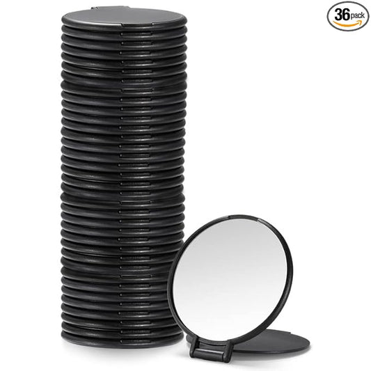 Qislee Compact Mirror Bulk, Round Makeup Mirror for Purse, Set of 36 (Black)