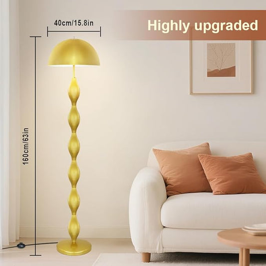 Floor Lamp Creative Mushroom Lamp, Gold Standing Lamp with Foot Switch, Creamy Style Modern Tall Lamp for Living Room, Bedroom, Office, Corner, E26/E27 Bulbs Compatible