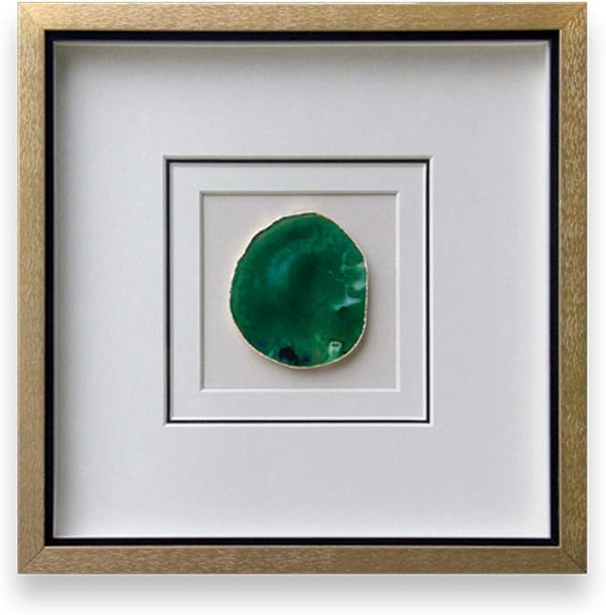 Handmade 40x40cm Gold Edge Agate 3d Wall Art with Shadow Box Frame Front Glass for Living Room Bedroom Decoration