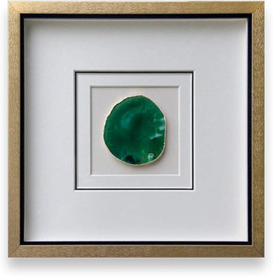 Handmade 40x40cm Gold Edge Agate 3d Wall Art with Shadow Box Frame Front Glass for Living Room Bedroom Decoration