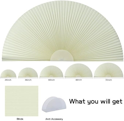 Arch Window Shade Blackout Cellular Shades Half Circle Moon Small Window Covering No Drill Honeycomb Blinds for Indoor Windows Room Darkening Easy Install Light Blocking Blinds (1, Beige, 24x12inch)