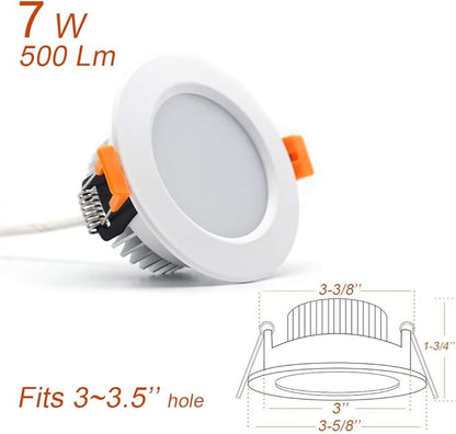 3 inch Dimmable LED Recessed Lighting, 7W Retrofit Downlight, 3000K Warm White, CRI 80 with LED Driver, as AC 110V Ceiling Light Fixture for Living Room, Kitchen, Bedroom, Hallway, 10 Pack