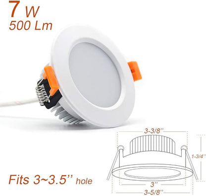 3 inch Dimmable LED Recessed Lighting, 7W Retrofit Downlight, 3000K Warm White, CRI 80 with LED Driver, as AC 110V Ceiling Light Fixture for Living Room, Kitchen, Bedroom, Hallway, 4 Pack
