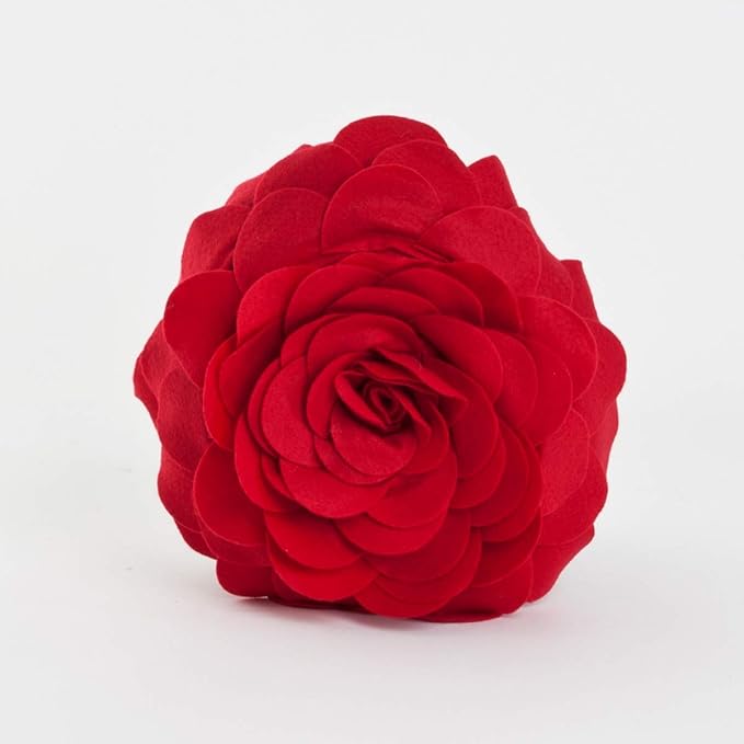 SARO LIFESTYLE Flower Design Poly Filled Throw Pillow, Red, 16"