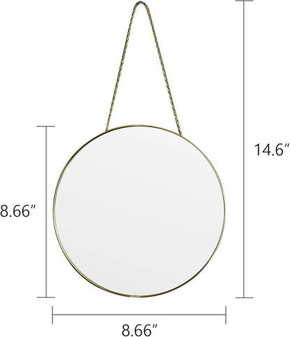 Round Wall Mirror Door Mirror PVC Plastic Frame (Gold, 8.66 inch)
