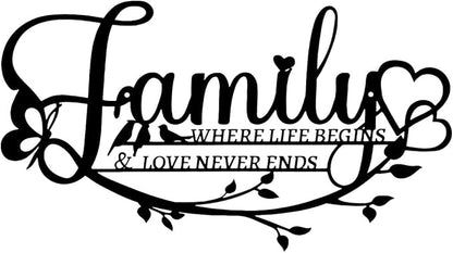 BFORXRO Family Signs for Home Decor Wall Black Metal Family Wall Decor for Living Room Kitchen Bedroom