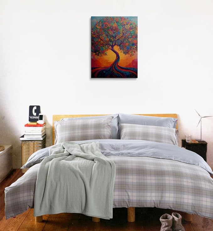 Abstract Tree of Life Canvas Wall Art Colorful Graffiti Tree Decor painting Pictures Modern Landscape Trees Posters Prints for living room Bathroom Bedroom Office Hallway Home Decoration12x16 Inches