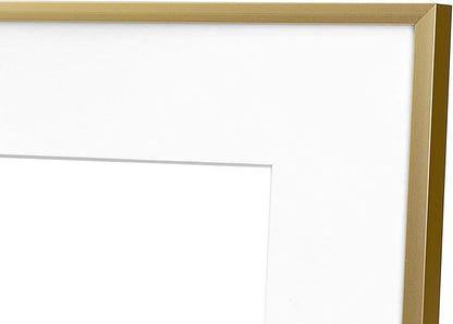 Golden State Art, Gallery Wall Frame Set of 6 - Gold 12x12 Aluminum Photo Frames with Mat for 8x8 Pictures - 12 x 12 inch Metal Frame with Real Glass Cover - Elegant Home or Office Decor