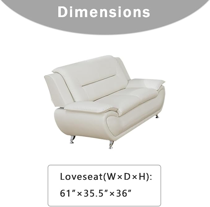 Living Room Furniture Sets, Leather Couches for Living Room, Living Room Couch Set, Creamy White Loveseat for Bedroom, Apartment (b-Creamy White, Loveseat)