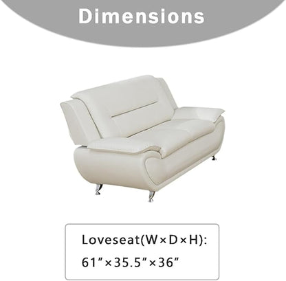 Living Room Furniture Sets, Leather Couches for Living Room, Living Room Couch Set, Creamy White Loveseat for Bedroom, Apartment (b-Creamy White, Loveseat)