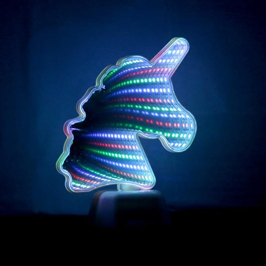 Infinite Mirrors Tunnel Lights, LED Night Light 3D Mirror-Light, LED Unicorn Sign Tunnel Mirror Light Desktop Lamp Party Home Decor (Double Sided)