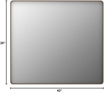 LOAAO 40”X36” Bronze Bathroom Mirrors for Vanity, Rounded Rectangle Brushed Bronze Metal Frame Mirror, Anti-Rust, Tempered Glass, Hangs Horizontally or Vertically