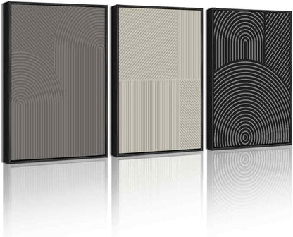 Drsoum Minimalist Abstract Wall Art Framed Modern Boho Neutral Line Wall Decor Mid Century Geometric Artwork Bedroom Living Room 11x14in Black Framed