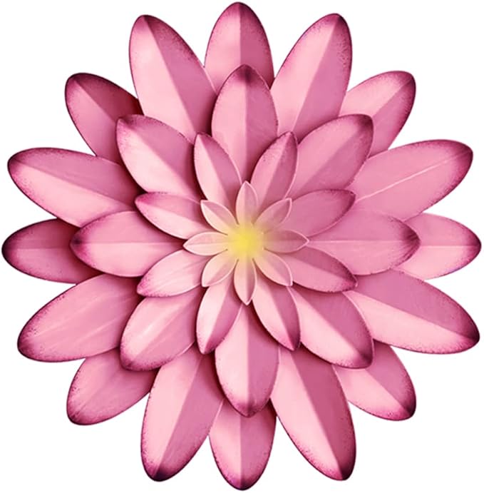 AHYS Metal Flowers Wall Decor Indoor Outdoor Metal Wall Art for Farmhouse Home Living Room Bedroom Bathroom Garden Decor – 12 Inch - Pink