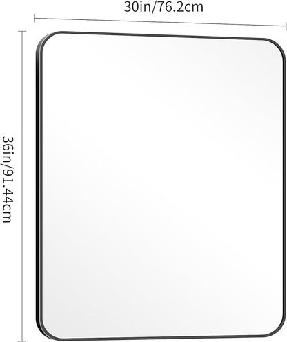 DESBING 30" x 36"Bathroom Mirror, Matte Black Wall Mirror with Metal Frame, Decorative Rectangular Vanity Mirror for Bedroom Bathroom Living Room Entryway (Horizontal/Vertical)