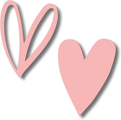 Vineland Metal Heart Wall Art Decor, Pink Minimalist Wall Sculptures for Living Room Bedroom Bathroom Kitchen Decorations, Housewarming Gifts, 5.9x7.8 Inches, Set of 2