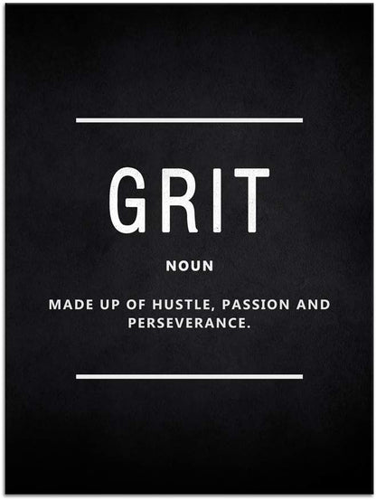 Yatsen Bridge Motivational Wall Art for Office Inspirational Canvas Painting Grit Noun Motto Posters Inspiring Quotes Pictures Sign Prints Artwork Home Living Room Wall Decorations Framed (24”Wx36”H)