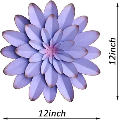 AHYS Metal Flowers Wall Decor Indoor Outdoor Metal Wall Art for Farmhouse Home Living Room Bedroom Bathroom Garden Decor - 12 Inch - Purple