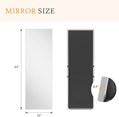 NEWBULIG Full Length Mirror, Full Body Floor Mirror with Aluminum Alloy Thin Frame, Wall or Standing Mirror for Bedroom, Living Room, Dressing Room