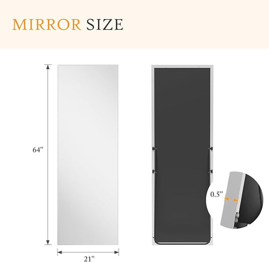 NEWBULIG Full Length Mirror, Full Body Floor Mirror with Aluminum Alloy Thin Frame, Wall or Standing Mirror for Bedroom, Living Room, Dressing Room