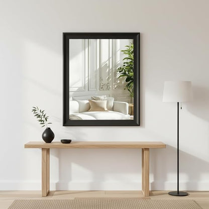 Black Mirror for Bathroom,Rectangle Rustic 30 x 36 inch Vanity Mirror for Wall,Wall-Mounted Hanging Mirror for Entryway,Bedroom or Living Room