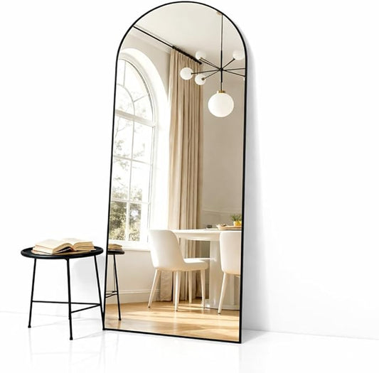 Simple Deluxe Arched Full Length Mirror, 71"x26"Large Floor Mirrors, for Wall Door Bedroom Bathroom Living Room (Black)