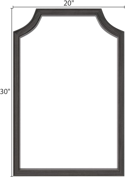 WallBeyond Scalloped Wood Mirror for Small Bathroom Vanity 20x30 Inch Rectangle Wall Mirror Decor for Hallway Bedroom Living Room Home (Black)