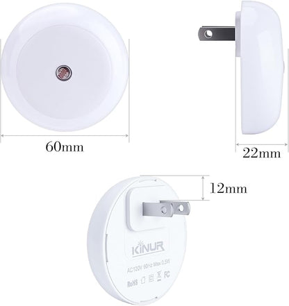 KINUR 6 Pack Blue, LED Night Lights Plug into Wall with Dusk to Dawn sensors, Plug in Night Lights for Kids Room, Bedroom, Bathroom, Baby Nursery,Stair Lights, Hallway Light