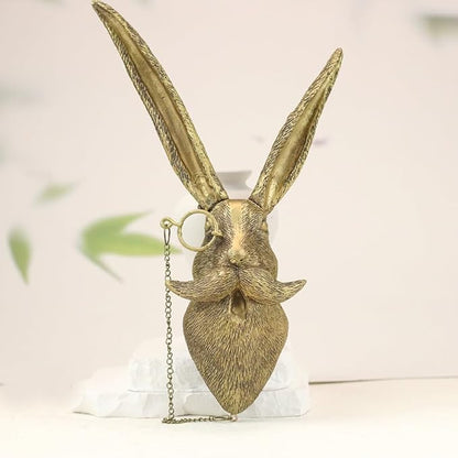 Animal Heads Wall Decor, Deer Head Wall Mount, Resin Animal Sculptures Head Wall Hanging Decoration for Family Living Room Bedroom Bathroom Kitchen Gift (Rabbit)