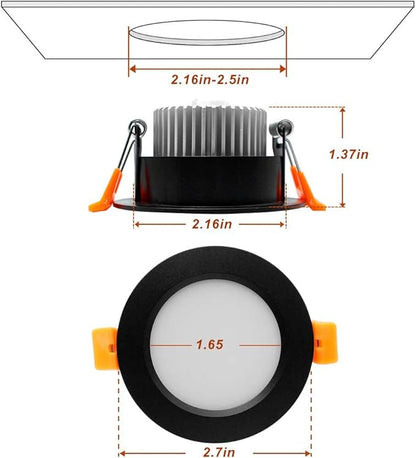 2 Inch LED Recessed Lighting, Dimmable Downlight 3W(35W Halogen Equivalent), CRI80, 4000K Natural White Ceiling Light with LED Driver(1 Pack)