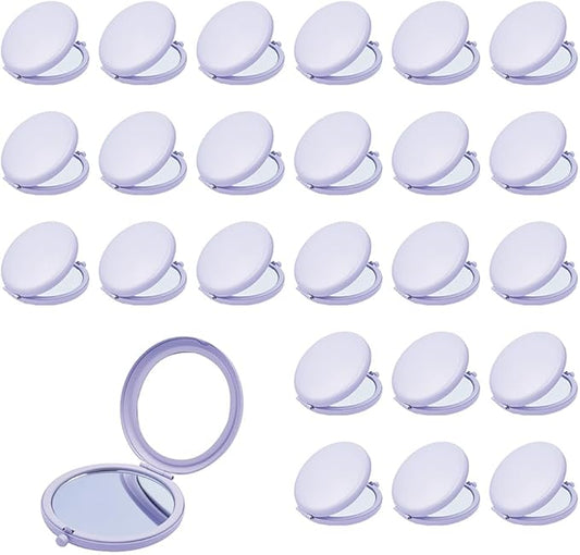 Compact Mirror for Purse, Metal Round Shell, Double-Sided 1X/12X Magnifying, Portable Travel Small Makeup Mirror, Mini Pocket Mirror, Periwinkle, 24 Pack