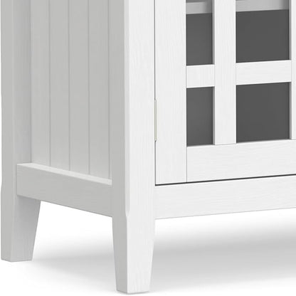SIMPLIHOME Bedford TV Stand - 53 inch Wide Solid Wood Tall Media Console in White, Transitional Entertainment Center for Living Room for TVs up to 60 Inches with Glass Cabinets and Cable Management