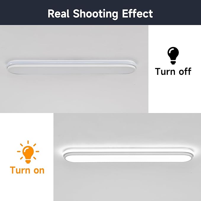 Metal LED Ceiling Light,55W Linear Ceiling Lamp,6500K Cool White Modern Ultra Thin Low Profile Light Fixture for Kitchen, Home & Office Hallway (36.2")