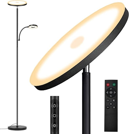 2025 Floor Lamp, 42W 4200LM Torchiere LED Lamp for Living Room, Stepless Dimming Floor Lamps with Remote Control, 2700K-6500K Color, 70" Tall Standing Lamp with Reading Light for Bedroom Office Hotel