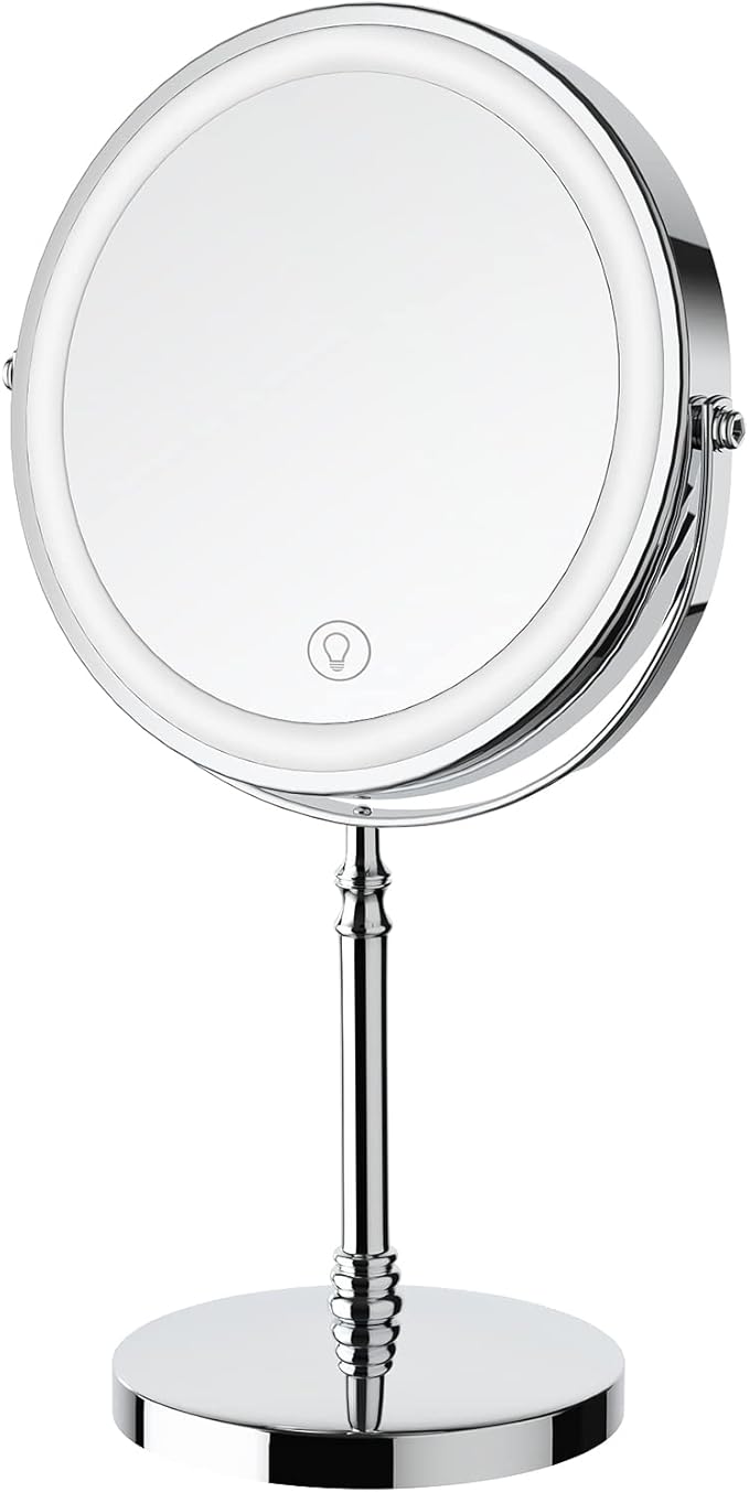 DEIOVWXS Makeup Mirror, 3000mAh Rechargeable Double-Sided Magnifying Vanity Mirror with 3 Colors, 1X/10X, Adjustable Brightness, Gifts for Mom, Mothers Day, Women, Wife, Girls, Dorm Room Essential