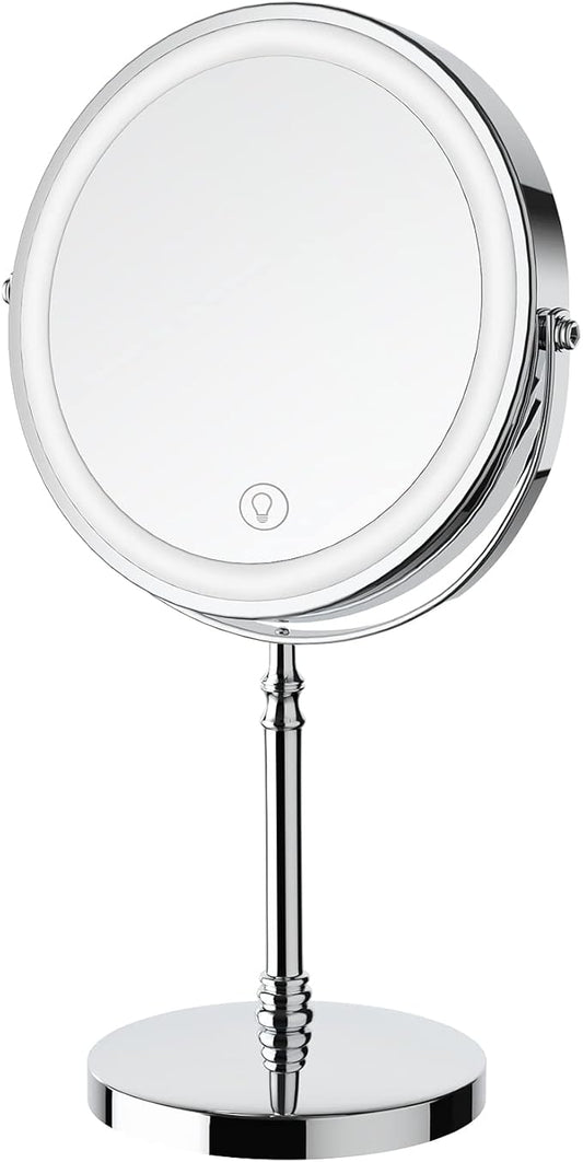DEIOVWXS Makeup Mirror, 3000mAh Rechargeable Double-Sided Magnifying Vanity Mirror with 3 Colors, 1X/10X, Adjustable Brightness, Gifts for Mom, Mothers Day, Women, Wife, Girls, Dorm Room Essential