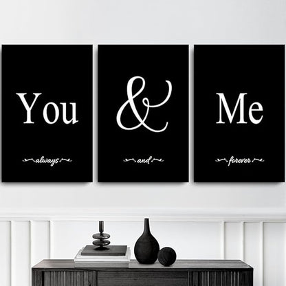 GUBIYU Set of 3 Framed Farmhouse You and Me Wall Art for Bedroom Decor Above Bed, Black White Pictures, Large 20"x28"
