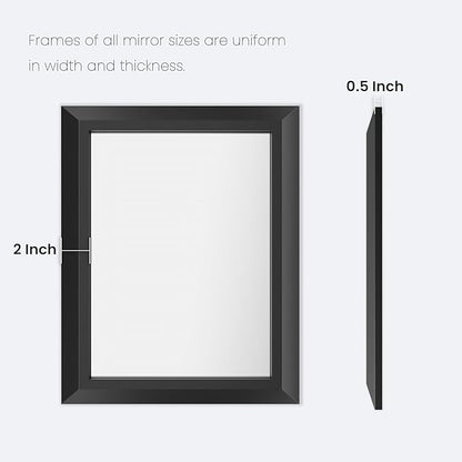 Amorho Black Bathroom Mirror, 50 X30 Inch Thick Metal Framed Wall Mirrors for Over 2 Sinks, Bedroom, Living Room, Entryway, Large Rectangle Wall-Mounted Mirrors.